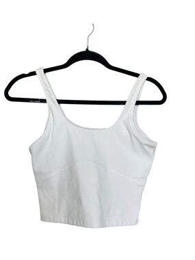 Aritzia White Scoop Neck Cropped Tank Top